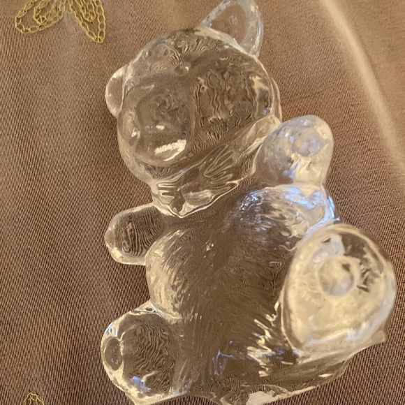 Clear Glass Teddy Bear with a Bow - Picture 3 of 6